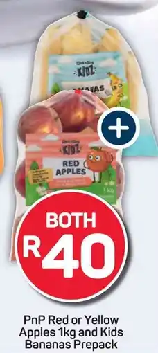 Pick n Pay PnP Red or Yellow Apples and Kids Bananas Prepack offer
