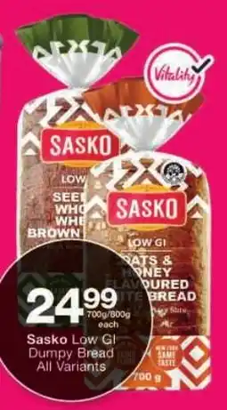 Checkers Sasko Low GI Dumpy Bread All Variants offer