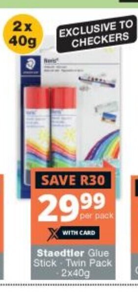 Checkers Staedtler Glue Stick - Twin Pack 2x40g offer