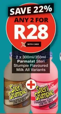 Checkers Parmalat Steri Stumpie Flavoured Milk All Variants offer