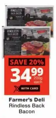 Checkers Farmer's Deli Rindless Back Bacon offer