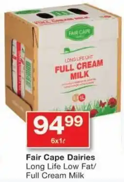Checkers Fair Cape Dairies Long Life Low Fat/ Full Cream Milk offer