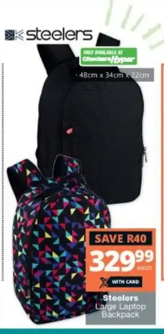 Checkers Steelers Large Laptop Backpack offer