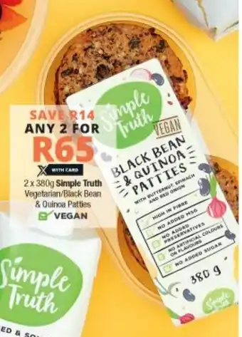 Checkers Simple Truth Vegetarian / Black Bean & Quinoa Patties offer