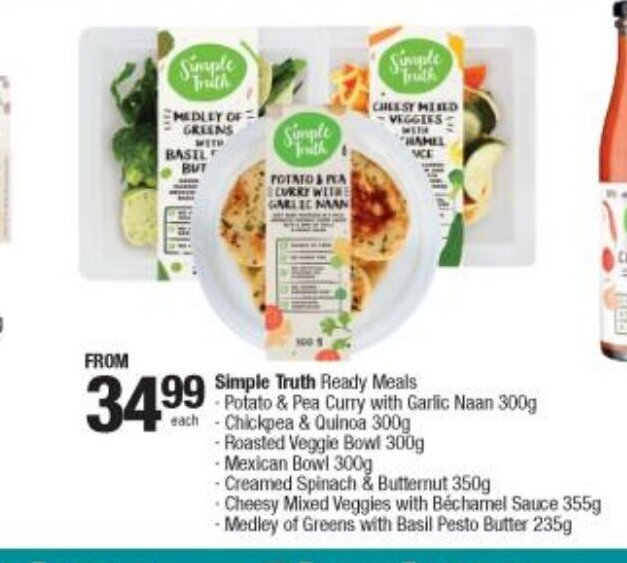 Simple Truth Ready Meals offer at Checkers