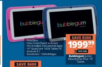 Bubblegum Junior Educational Plus 10" Tablet