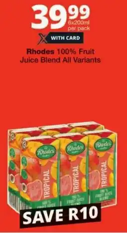 Checkers Rhodes 100% Fruit Juice Blend All Variants offer