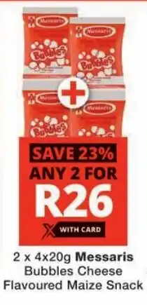 Checkers Messaris Bubbles Cheese Flavoured Maize Snack offer