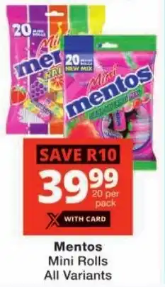 Checkers Mentos Mini Rolls All Variants offer