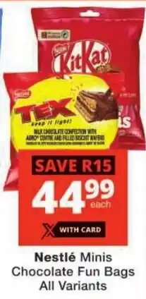 Checkers Nestlé Minis Chocolate Fun Bags All Variants offer