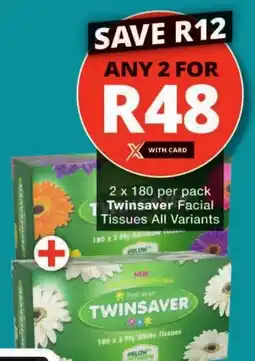 Checkers Twinsaver Facial Tissues All Variants offer