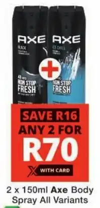 Checkers Axe Body Spray All Variants offer