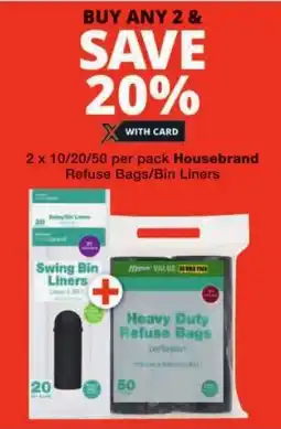 Checkers Housebrand Refuse Bags/ Bin Liners offer