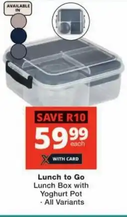 Checkers Lunch to Go Lunch Box with Yoghurt Pot offer