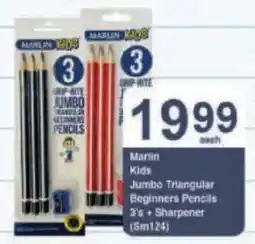 President Hyper Marlin Kids Jumbo Triangular Beginners Pencils + Sharpener offer