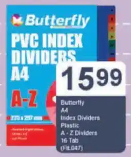 President Hyper Butterfly A4 Index Dividers Plastic offer