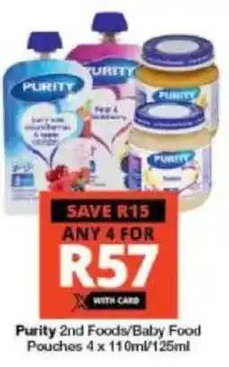 Checkers Purity 2nd Foods/ Baby Food Pouches offer