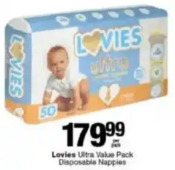 Checkers Lovies Ultra Value Pack Disposable Nappies offer