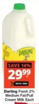 Checkers Darling Fresh 2% Medium Fat/ Full Cream Milk offer