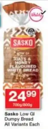 Checkers Sasko Low GI Dumpy Bread All Variants offer