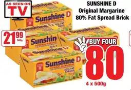 Boxer Superstores SUNSHINE D Original Margarine 80% Fat Spread Brick offer