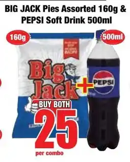 Boxer Superstores BIG JACK Pies Assorted & PEPSI Soft Drink offer