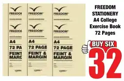 Boxer Superstores FREEDOM STATIONERY A4 College Exercise Book 72 Pages offer