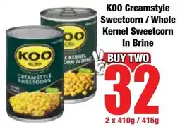 Boxer Superstores KOO Creamstyle Sweetcorn/ Whole Kernel Sweetcorn In Brine offer