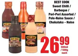 Boxer Superstores BEST COOK Sweet Chilli/ Barbeque/ Peri-Peri Assorted/ Pele-Naise Sauce/ Chakalaka-Naise offer