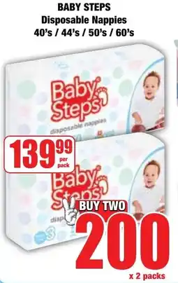 Boxer Superstores BABY STEPS Disposable Nappies offer