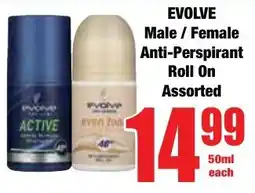 Boxer Superstores EVOLVE Male/ Female Anti-Perspirant Roll On Assorted offer