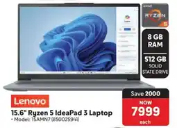 Makro Lenovo 15.6" Ryzen 5 IdeaPad 3 Laptop offer