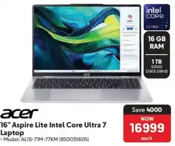 Makro Acer 16" Aspire Lite Intel Core Ultra 7 Laptop offer