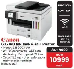 Makro Canon GX7140 Ink Tank 4-in-1 Printer offer