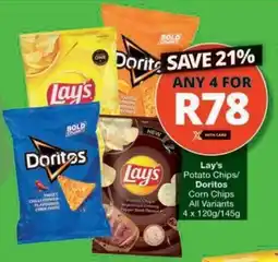 Checkers Hyper Lay's Potato Chips/ Doritos Corn Chips All Variants offer