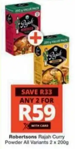 Checkers Hyper Robertsons Rajah Curry Powder All Variants offer