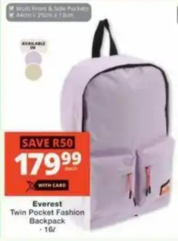 Checkers Hyper Everest Twin Pocket Fashion Backpack offer