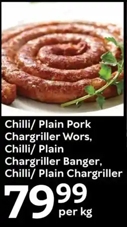 Oxford Freshmarket Chilli/ Plain Pork Chargriller Wors, Chilli/ Plain Chargriller Banger, Chilli/ Plain Chargriller offer