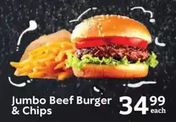 Oxford Freshmarket Jumbo Beef Burger & Chips offer