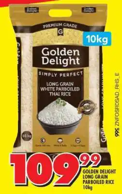 Shoprite GOLDEN DELIGHT LONG GRAIN PARBOILED RICE 10kg offer