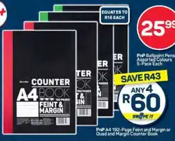 Pick n Pay PnP A4 192-Page Feint and Margin Counter Book offer
