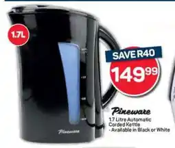 Pick n Pay Pineware 1.7 Litre Automatic Corded Kettle offer