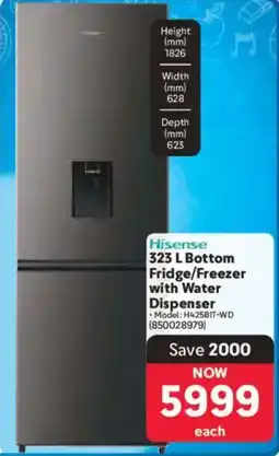 Makro Hisense Bottom Fridge/ Freezer with Water Dispenser offer
