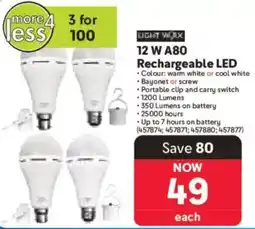 Makro Light Worx 12W A80 Rechargeable LED offer
