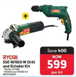 Makro Ryobi 550 W/ 650 W Drill and Grinder Kit offer