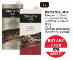 Makro Drostdy Hof Adelpracht, Grand Cru, Natural Sweet Red Wine or Claret Tetra offer