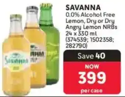 Makro Savanna 0.0% Alcohol Free Lemon, Dry or Dry Angry Lemon NRBs offer