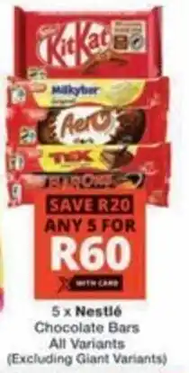 Checkers Hyper Nestlé Chocolate Bars All Variants offer