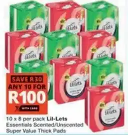 Checkers Hyper Lil-Lets Essentials Scented/ Unscented Super Value Thick Pads offer