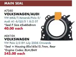 Goldwagen Vika Volkswagen main seal offer